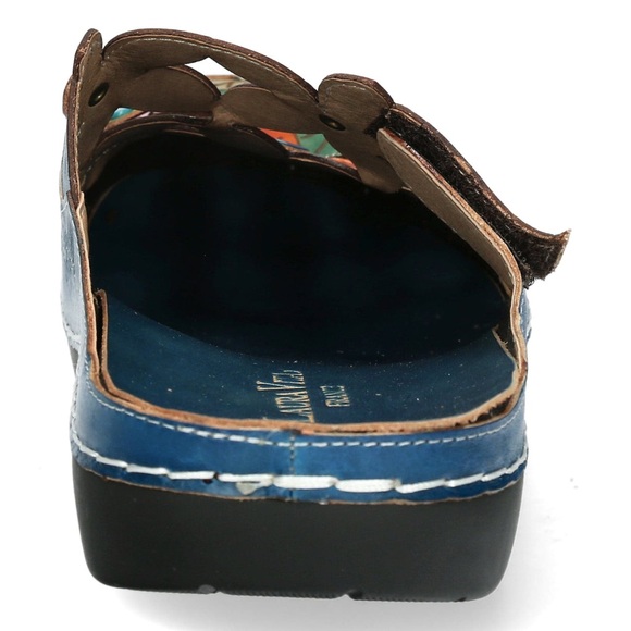 Laura Vita Mules Billy 52 Turquoise Leather Shoes Floral Size 9 Women’s - Picture 6 of 12